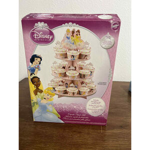Wilton Disney Princess Cupcake Stand Kit Holds 24 Toppers Baking Cups Set NEW